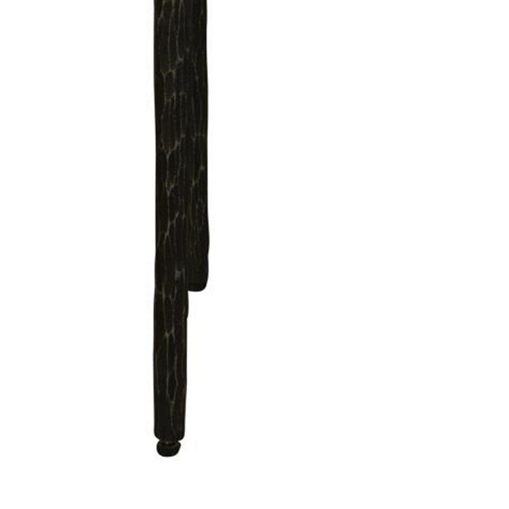 Lemy Side End Table 22’’ Rustic Round Brown Top Black Metal Legs BM326527