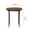 Lemy Side End Table 22’’ Rustic Round Brown Top Black Metal Legs BM326527