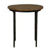 Lemy Side End Table, 22" Rustic Round Brown Top, Black Metal Legs