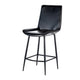 Isha Counter Stool Chair Set of 2 Gray Goat Leather Black Iron