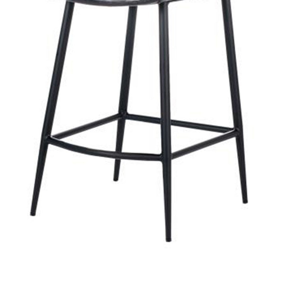 Isha Counter Stool Chair Set of 2 Gray Goat Leather Black Iron