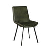 Isha Dining Chair Set of 2 with Rich Green Goat Leather, Black Iron