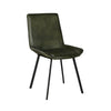 Isha Dining Chair Set of 2 with Rich Green Goat Leather Black Iron