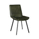 Isha Dining Chair Set of 2 with Rich Green Goat Leather Black Iron