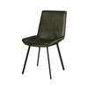 Isha Dining Chair Set of 2 with Rich Green Goat Leather Black Iron
