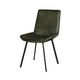 Isha Dining Chair Set of 2 with Rich Green Goat Leather Black Iron