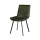 Isha Dining Chair Set of 2 with Rich Green Goat Leather, Black Iron