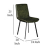 Isha Dining Chair Set of 2 with Rich Green Goat Leather Black Iron