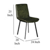 Isha Dining Chair Set of 2 with Rich Green Goat Leather, Black Iron