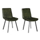Isha Dining Chair Set of 2 with Rich Green Goat Leather, Black Iron