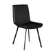 Isha Dining Chair Set of 2 with Dark Gray Goat Leather Black Iron