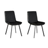 Isha Dining Chair Set of 2 with Dark Gray Goat Leather, Black Iron