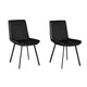 Isha Dining Chair Set of 2 with Dark Gray Goat Leather, Black Iron