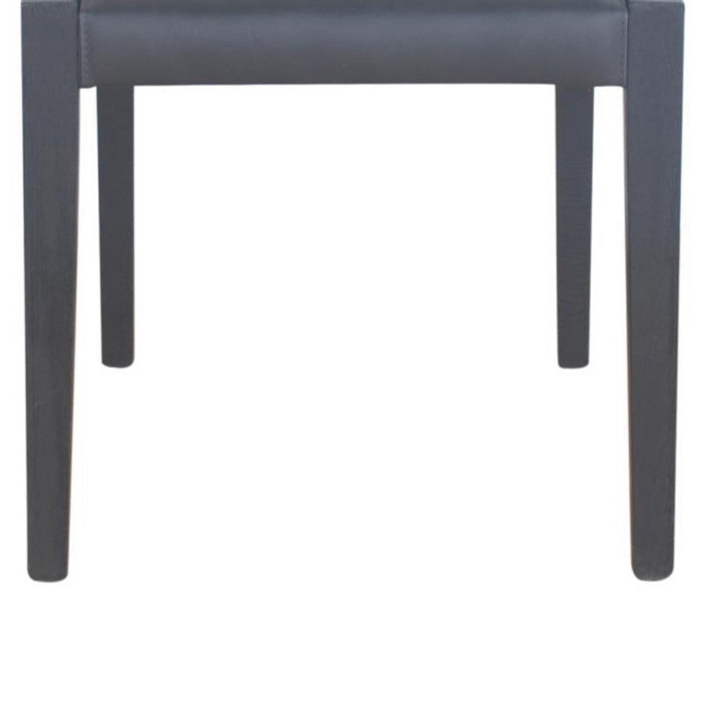 Dining Chair Set of 2 Black Fabric Open Back Matte Black Ash Wood BM326532