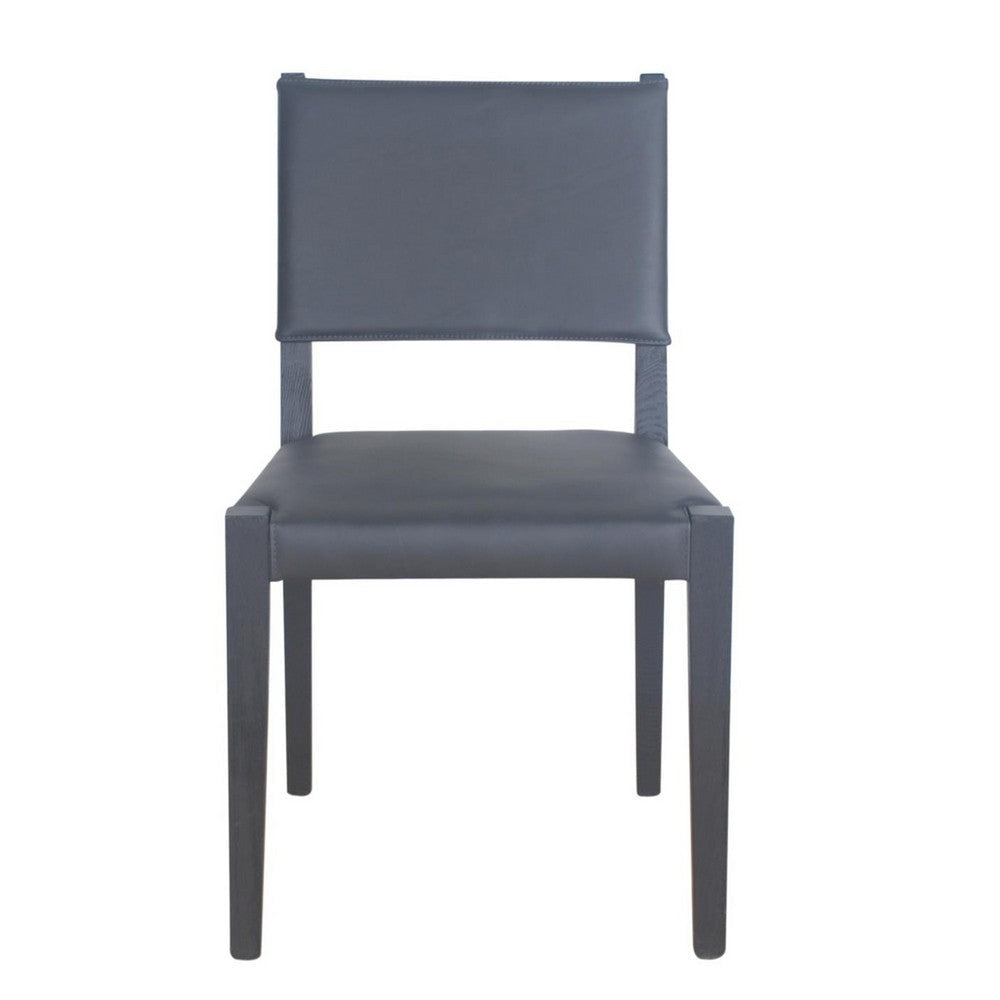 Dining Chair Set of 2, Black Fabric, Open Back, Matte Black Ash Wood