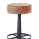 Counter Stool Brown Goat Leather Round Footrest Black Iron Pedestal BM326535
