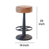Counter Stool Brown Goat Leather Round Footrest Black Iron Pedestal BM326535