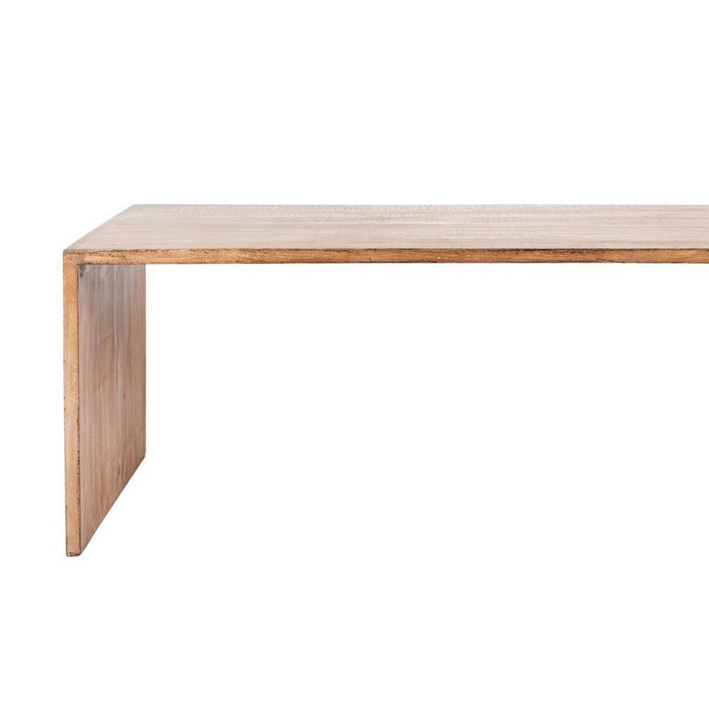 Leno Dining Table 84’’ Rectangular Top Rustic Natural Brown Pine Wood BM326537