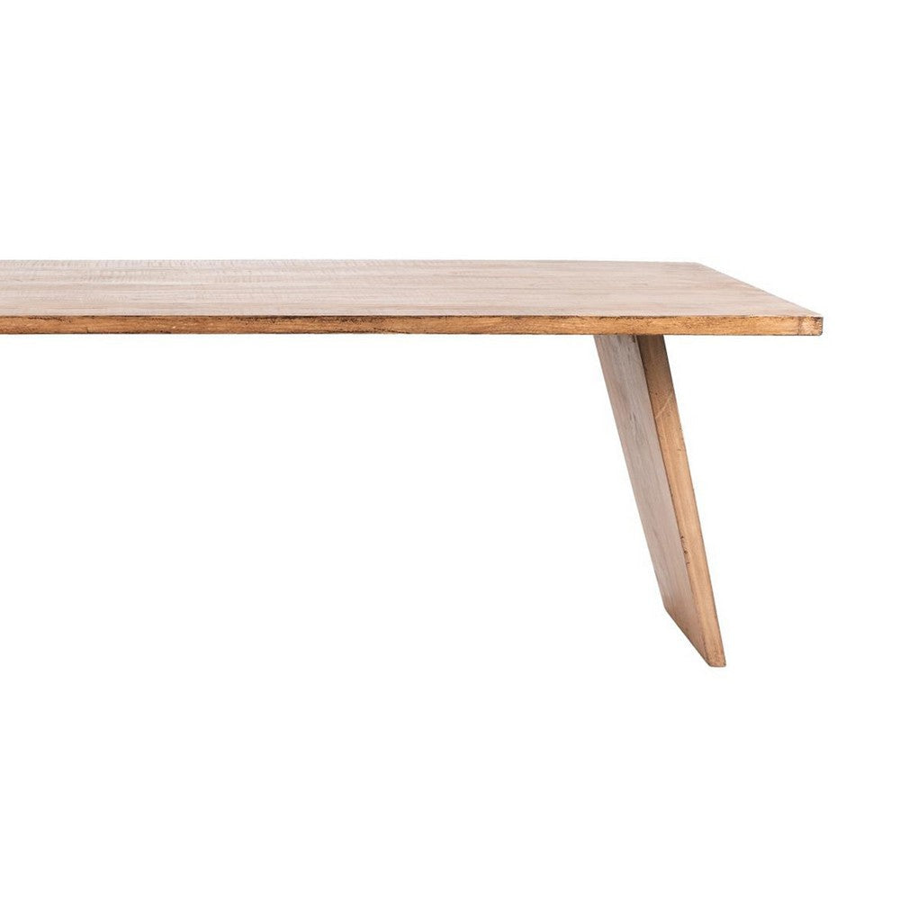 Leno Dining Table 84’’ Rectangular Top Rustic Natural Brown Pine Wood BM326537