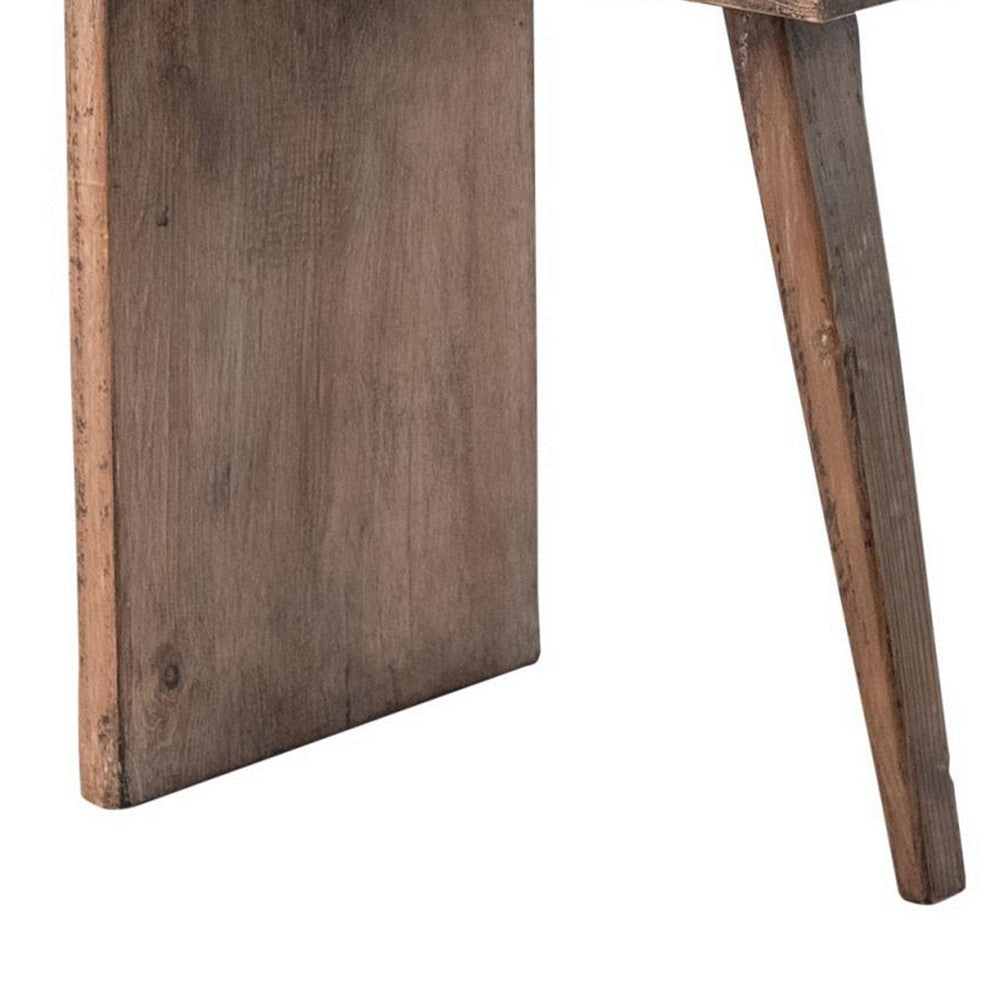 Leno End Table 21’’ Rectangular Top Rustic Natural Brown Pine Wood BM326538