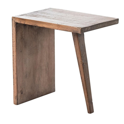 Leno End Table, 21" Rectangular Top, Rustic Natural Brown Pine Wood