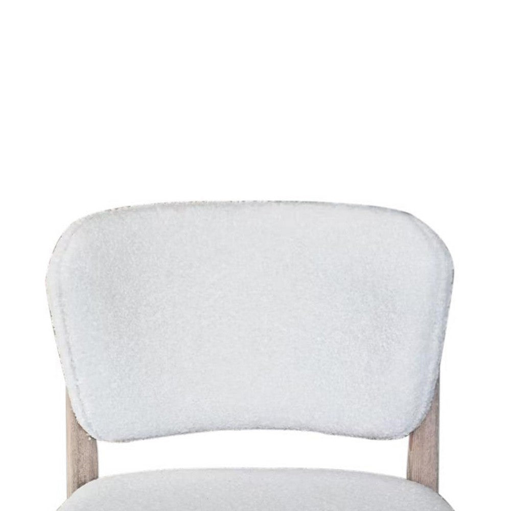 Dining Side Chair Set of 2 Plush White Open Back Natural Gray Wood BM326541