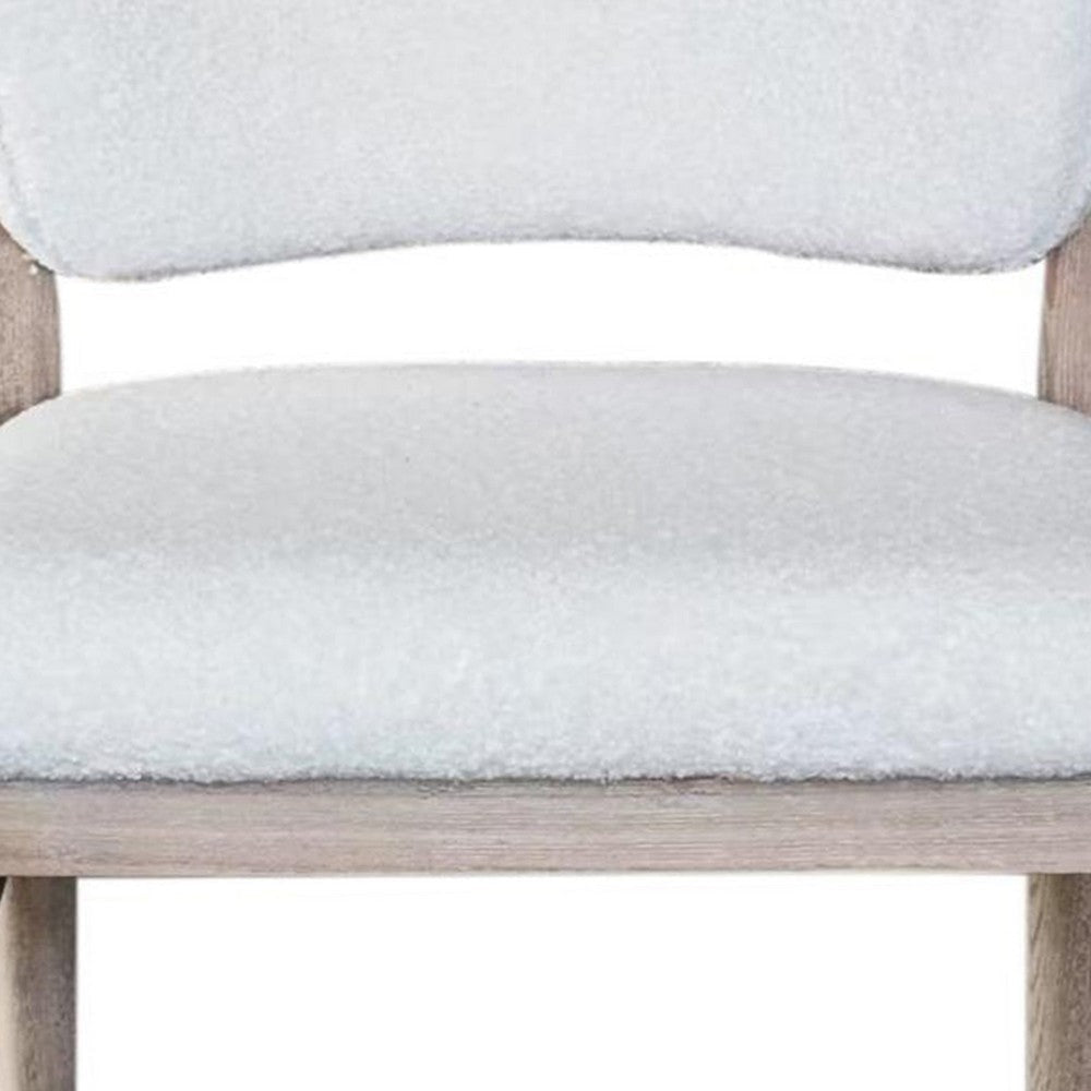 Dining Side Chair Set of 2 Plush White Open Back Natural Gray Wood BM326541
