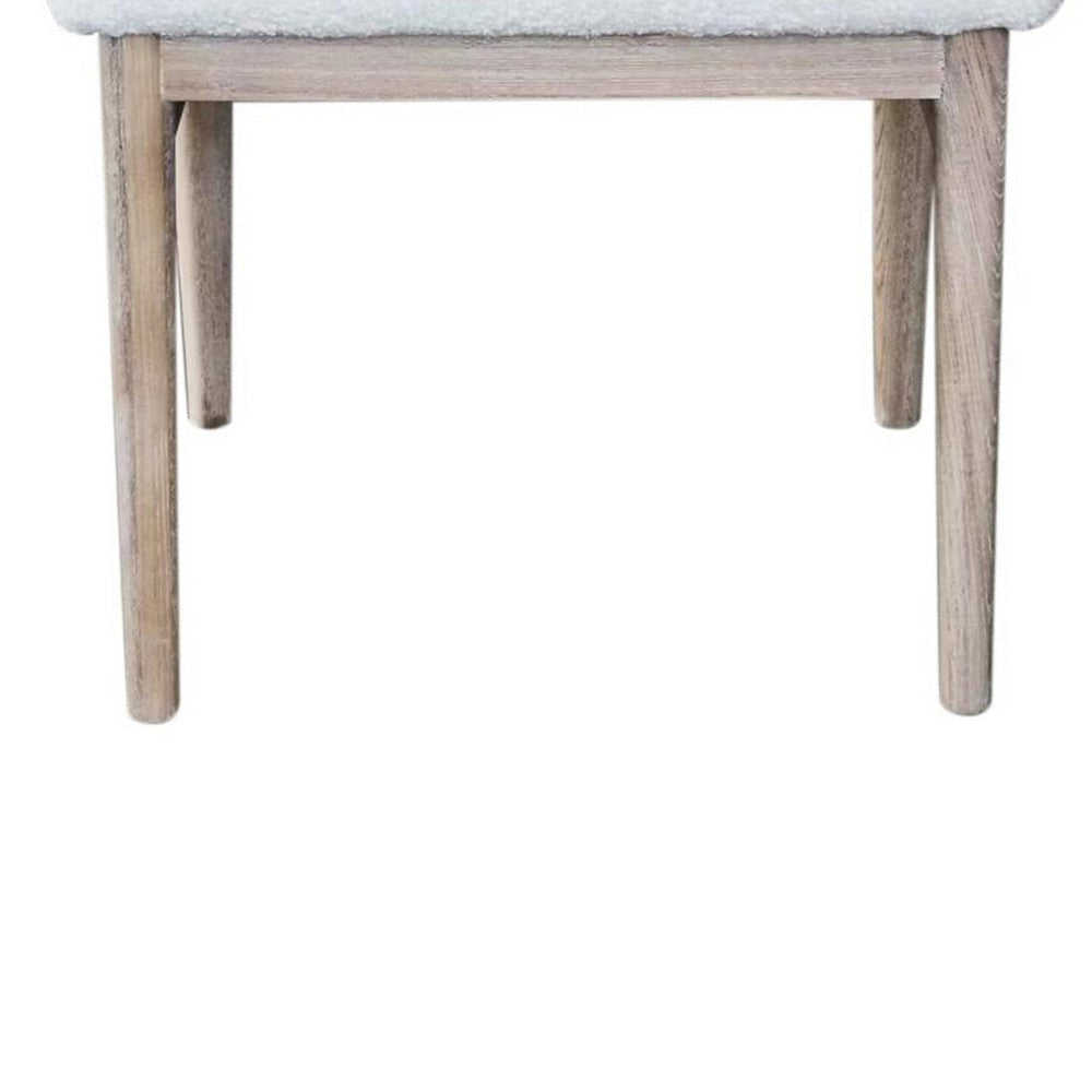 Dining Side Chair Set of 2 Plush White Open Back Natural Gray Wood BM326541
