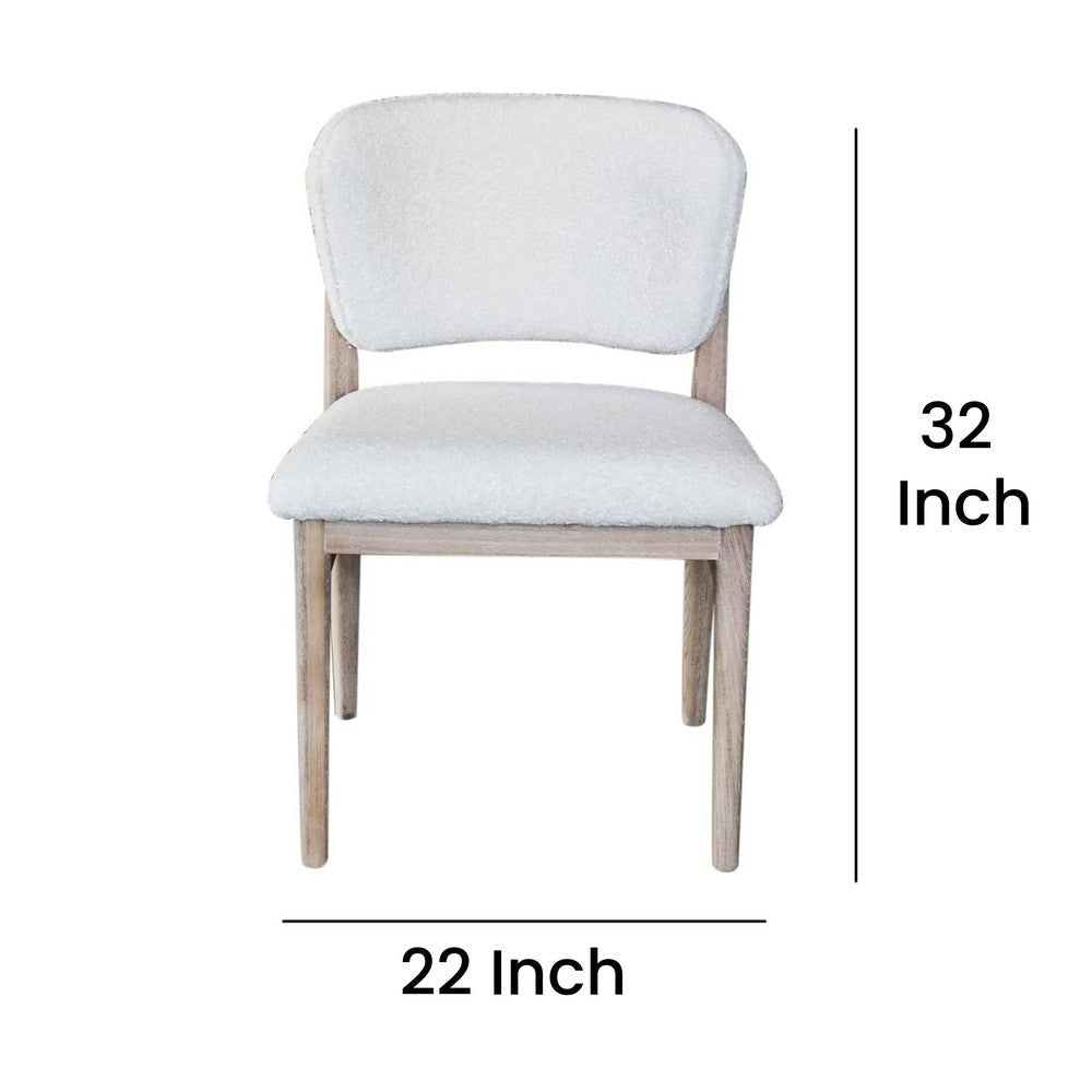 Dining Side Chair Set of 2 Plush White Open Back Natural Gray Wood BM326541