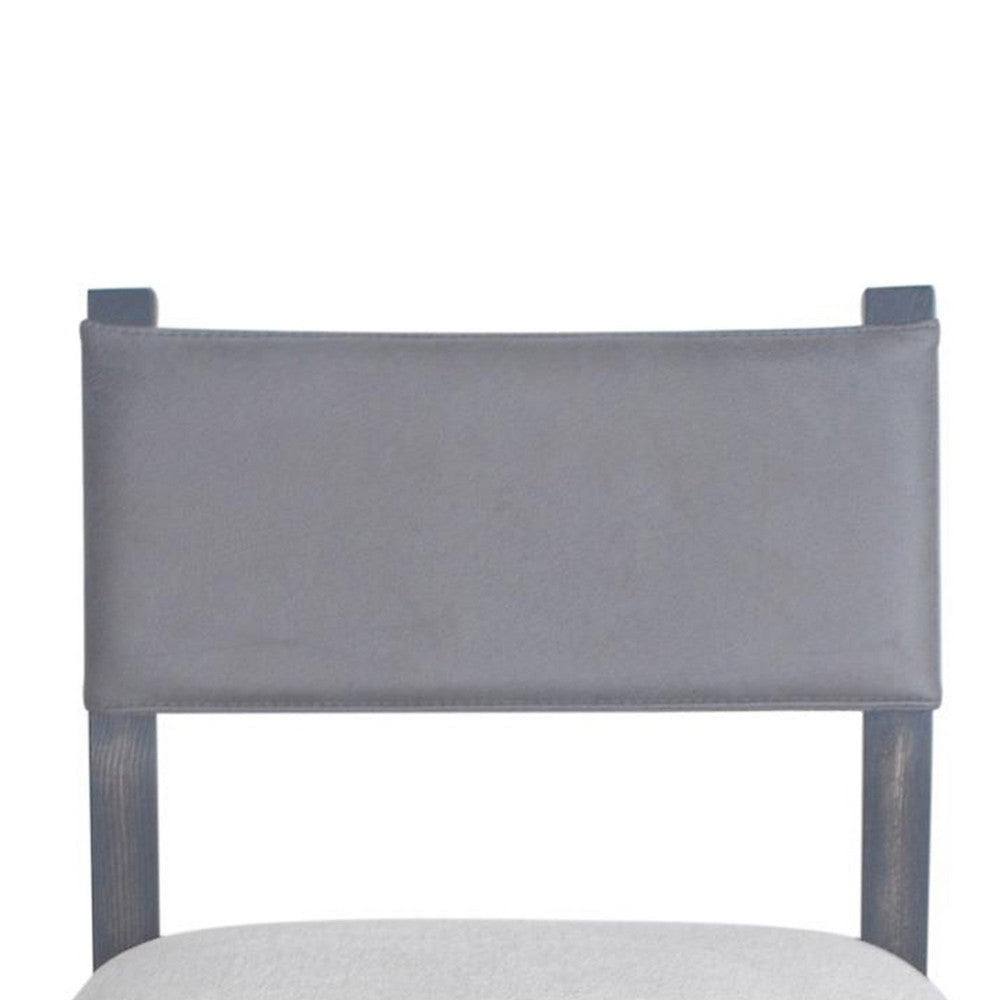 Liom Dining Side Chair Set of 2 Ash Gray Fabric Blackwash Frame BM326563