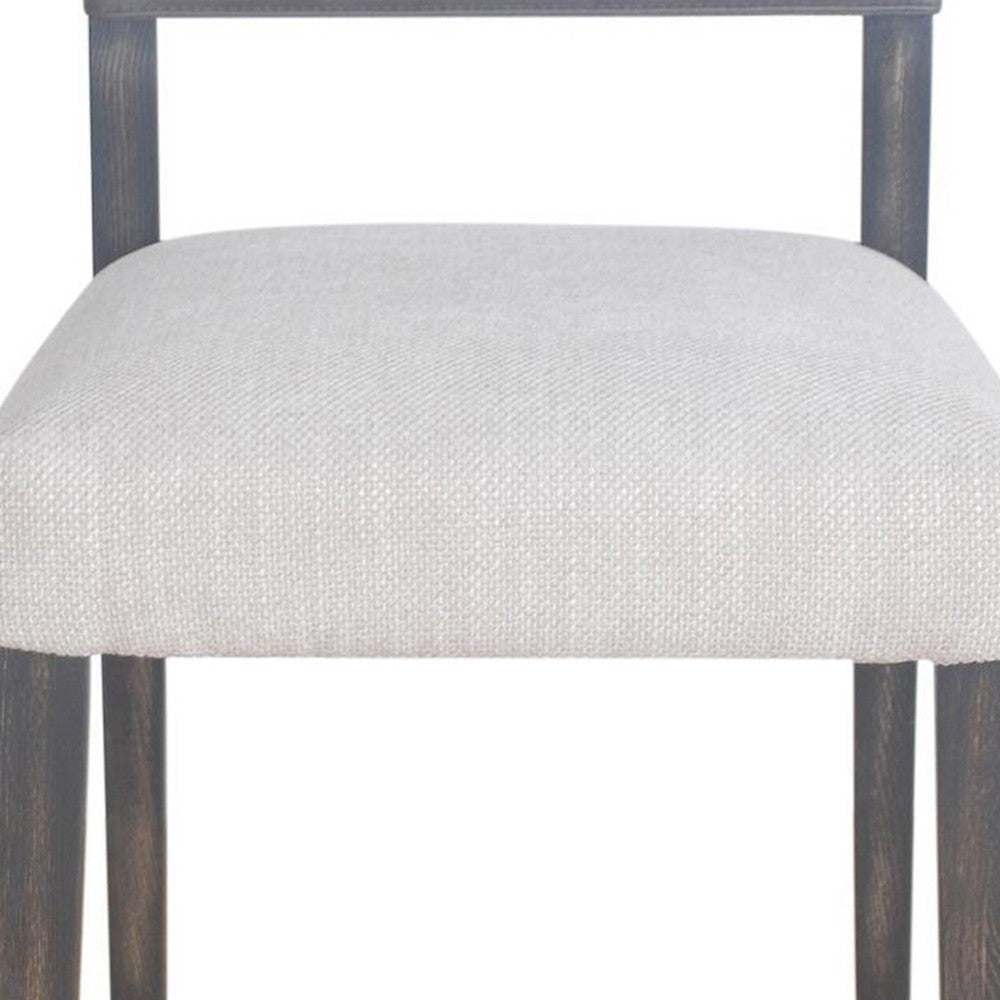 Liom Dining Side Chair Set of 2 Ash Gray Fabric Blackwash Frame BM326563