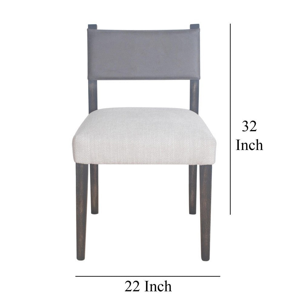 Liom Dining Side Chair Set of 2 Ash Gray Fabric Blackwash Frame BM326563
