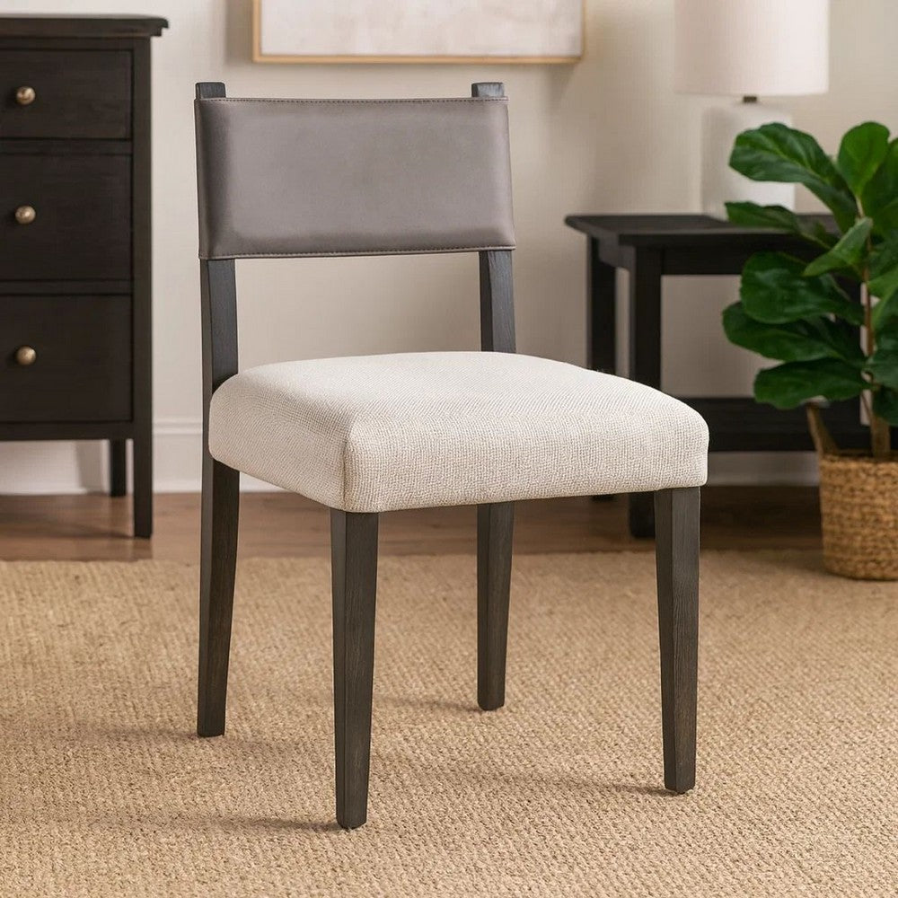 Liom Dining Side Chair Set of 2, Ash Gray Fabric, Blackwash Frame