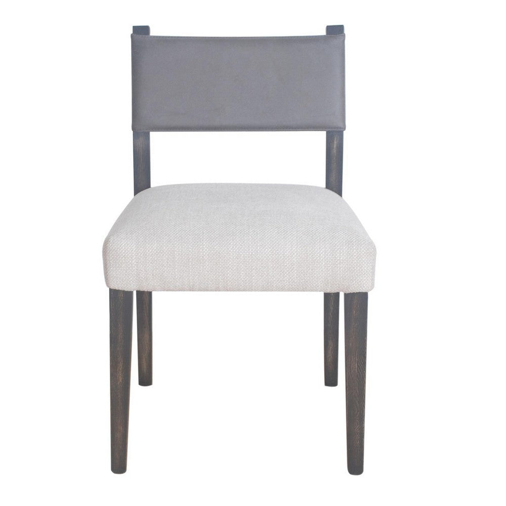 Liom Dining Side Chair Set of 2, Ash Gray Fabric, Blackwash Frame