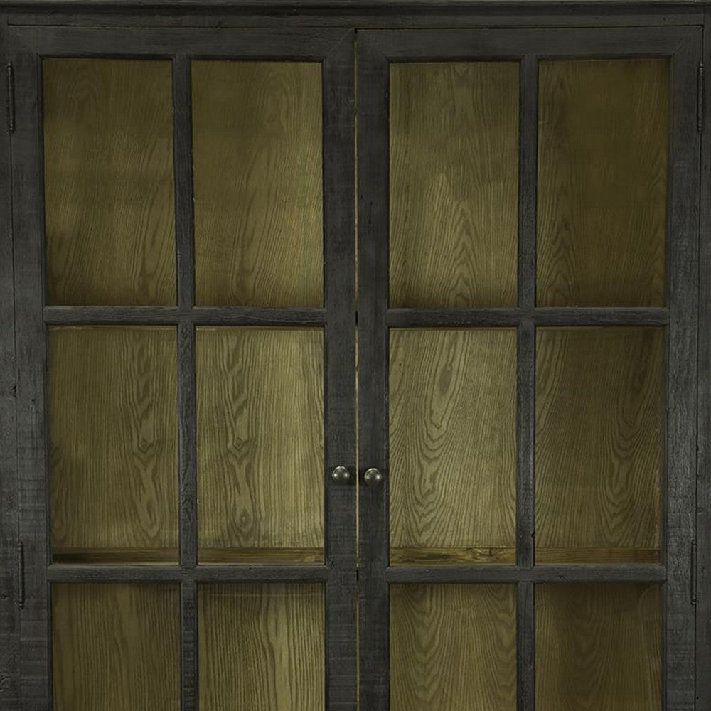 Geny Library Bookcase Cabinet 2 Glass Door 3 Shelves 59’’ Black BM326565