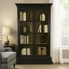 Geny Library Bookcase Cabinet, 2 Glass Door, 3 Shelves, 59" Black
