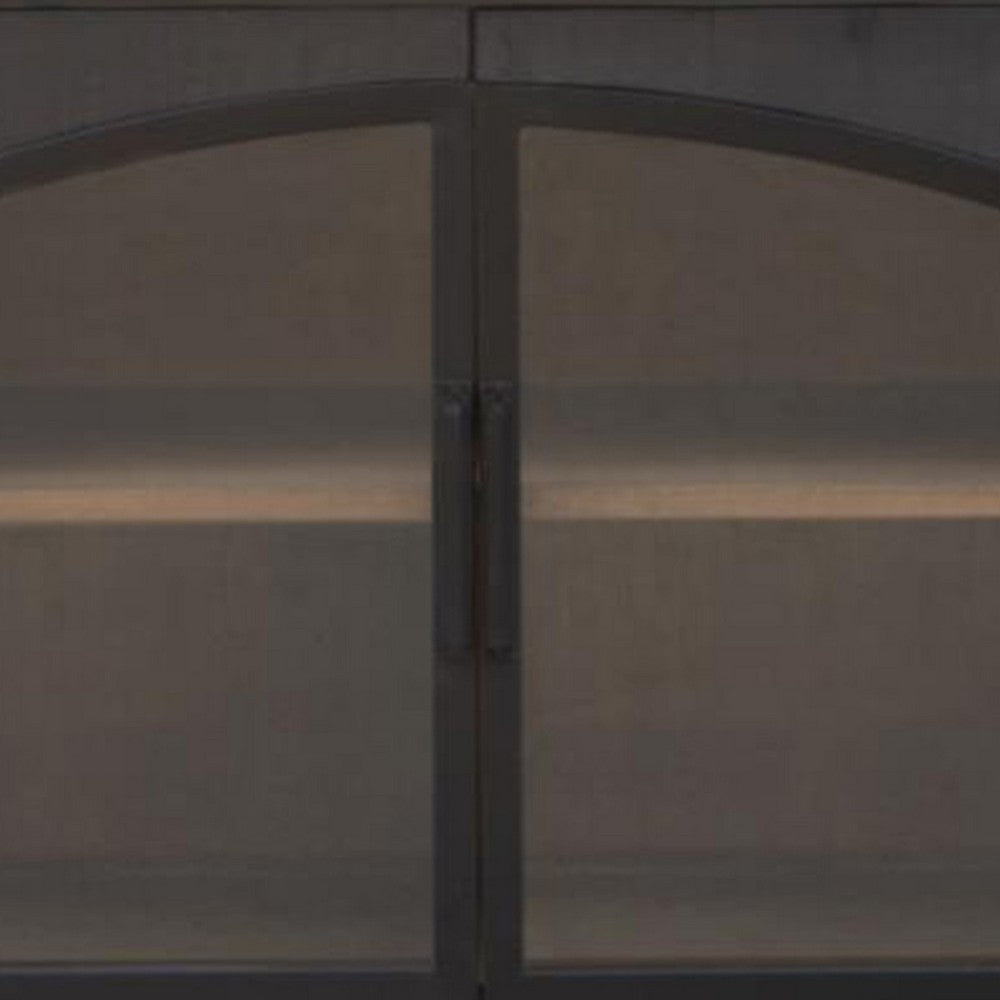 Evy Wide Sideboard Cabinet Arch Inspired 4 Glass Doors Black 96’’ BM326566