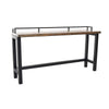 Fyan Counter Table w Rails, Black Iron Base, 71 Inch Rectangular Top