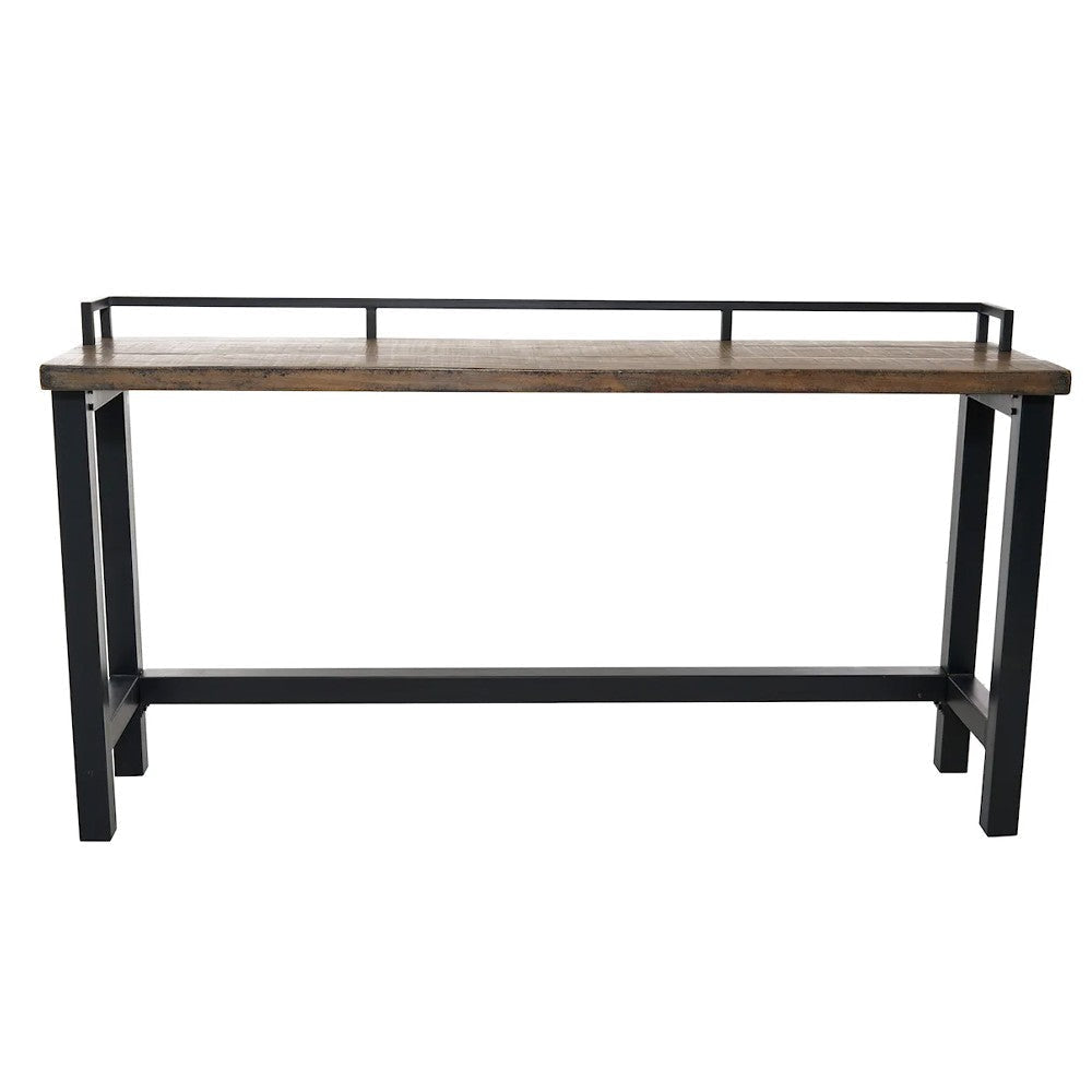 Fyan Counter Table w Rails Black Iron Base 71 Inch Rectangular Top BM326572