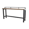 Fyan Counter Table w Rails Black Iron Base 71 Inch Rectangular Top BM326572