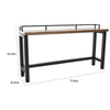 Fyan Counter Table w Rails Black Iron Base 71 Inch Rectangular Top BM326572