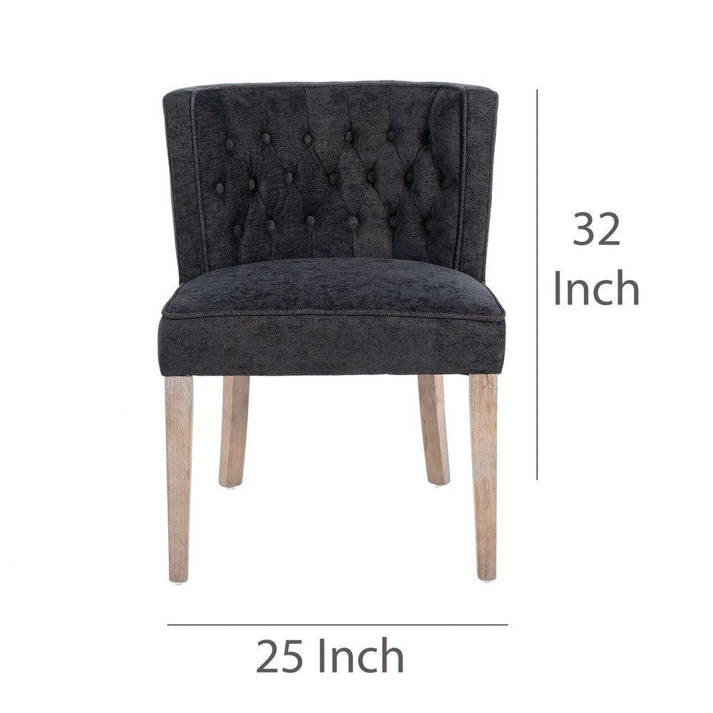 Cly Dining Side Chair Set of 2 Dark Gray Natural Brown Solid Wood BM326573