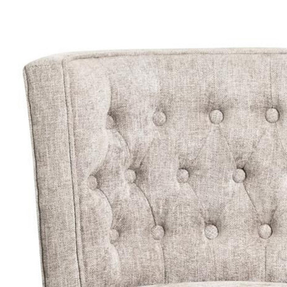 Cly Dining Side Chair Set of 2 Light Gray Fabric Brown Solid Wood BM326574