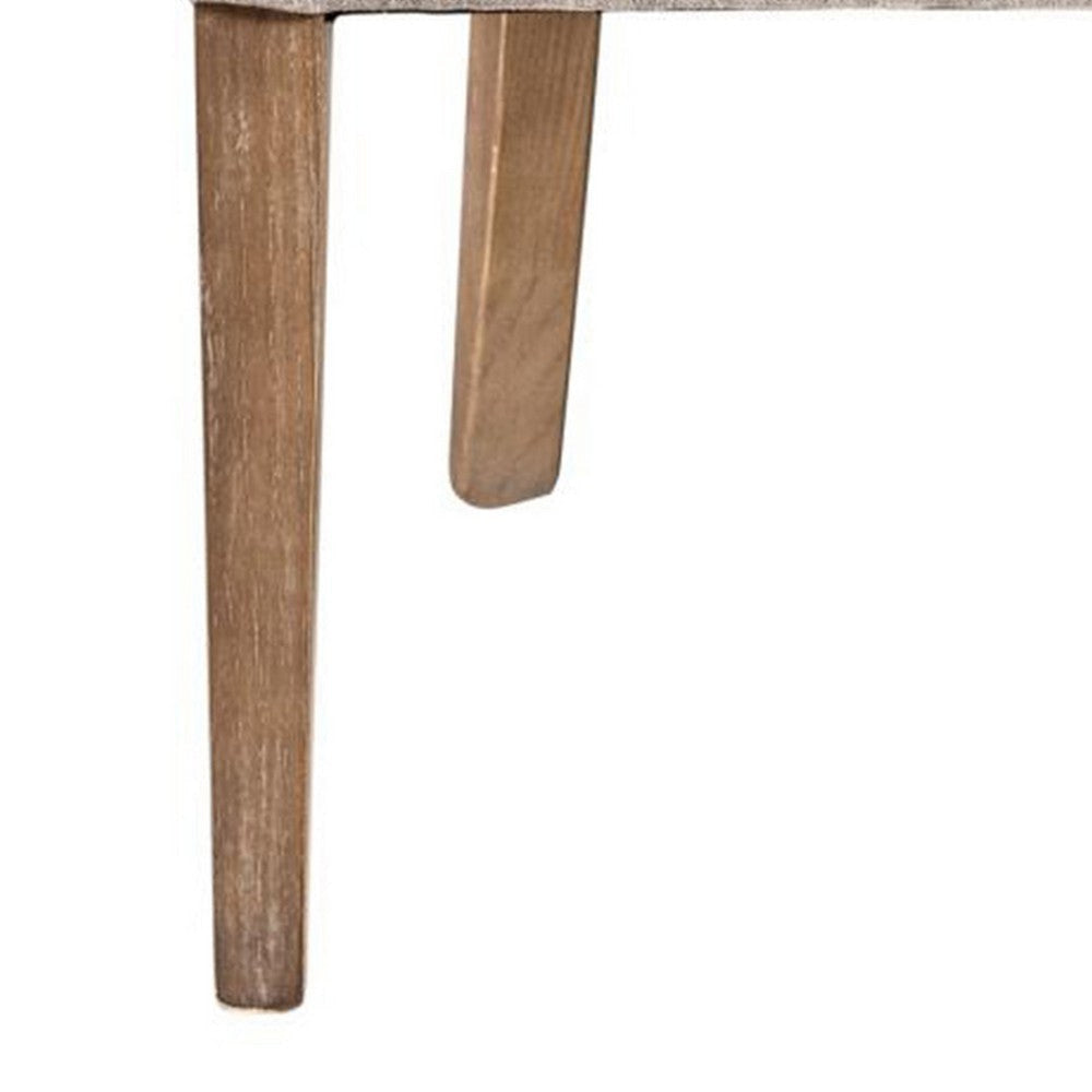 Cly Dining Side Chair Set of 2 Light Gray Fabric Brown Solid Wood BM326574