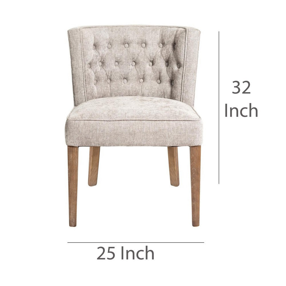 Cly Dining Side Chair Set of 2 Light Gray Fabric Brown Solid Wood BM326574