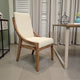 Ale Dining Side Chair Set of 2, Ivory Fabric, Natural Brown Pine Wood
