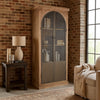 Ary Curio Cabinet, Arch Iron Mesh Door, 93 Inch Tall, Brown Pine Wood