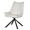 Amyra Swivel Accent Side Chair White Fabric Modern Black Iron Frame BM326582