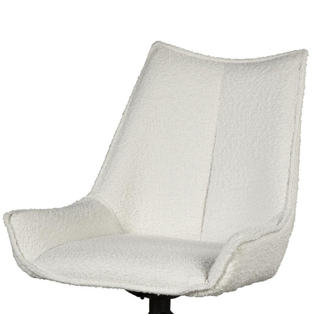 Amyra Swivel Accent Side Chair White Fabric Modern Black Iron Frame BM326582