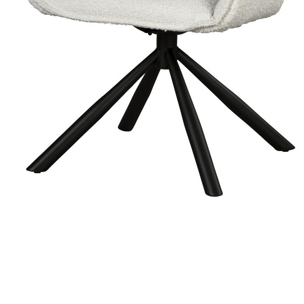 Amyra Swivel Accent Side Chair White Fabric Modern Black Iron Frame BM326582